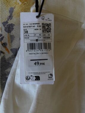 Zara White Linen Blend Pants